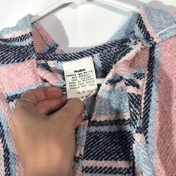 Molina Pink Blue Striped Hoodie Poncho Pullover Sweatshirt Jacket Womens XL - Picture 7 of 8